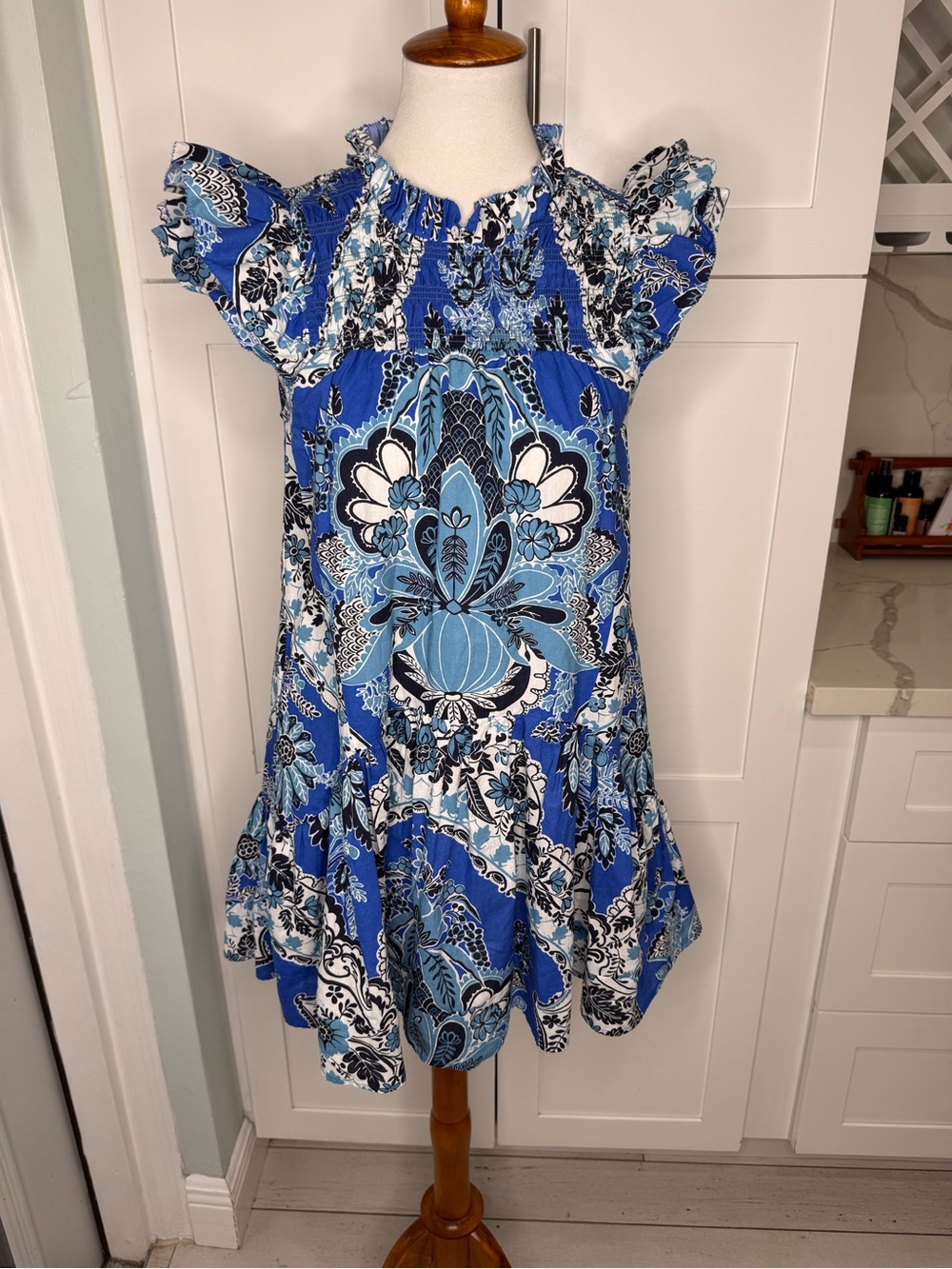 Love The Label Blue Floral Ruffle Mini Dress Women’s Size XSmall XS